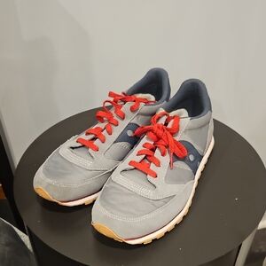 Saucony Gray and Red Sneakers